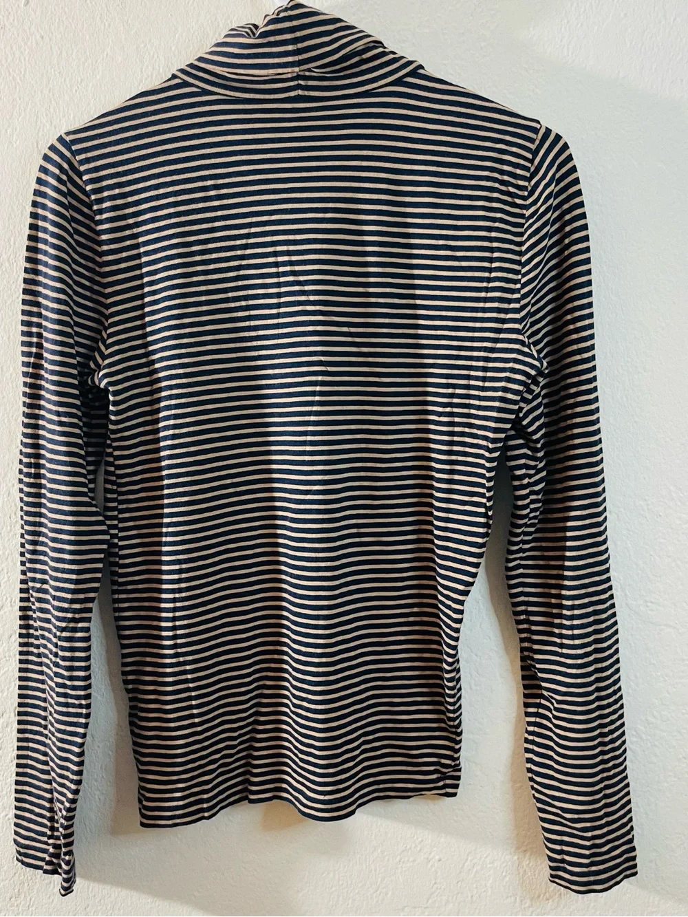J. Crew Navy/Camel Striped Turtleneck Top Women Size XS Soft Lightweight Casual